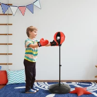 HOMCOM boksbalset boksset voor kinderen, in hoogte verstelbare boksstandaard(m-2)