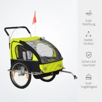 HOMCOM PRZYCZEPA DO ROWERU JOGGER 2w1 zielona(m-6)