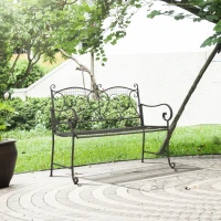 Ławka ogrodowa dla dwojga w stylu antycznym Metal Coffee 114 x 53,5 x 91 cm Outsunny(m-8)