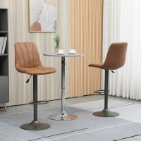 HOMCOM Sgabello Regolabile Vintage, Set 2 Pz con Poggiapiedi e Rivestimento in Pelle, 45x54x96-117 cm(m-8)