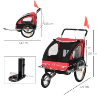 HOMCOM PRZYCZEPA DO ROWERU JOGGER  2 w 1 czerwona(m-3)