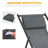 Outsunny Klappstuhl 2er-Set Klappbarer Gartenstuhl 5-fach verstellbare Rückenlehne Balkonstuhl Campingstuhl Alu Dunkelgrau(m-7)