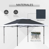 Outsunny Carpa de Fiesta Plegable 3,6x3,6 m Altura Ajustable en 3 Posiciones con Doble Techo y Bolsa de Transporte con Ruedas Marco de Acero Impermeable Gazebo para Jardín Exterior Gris y Blanco(m-8)