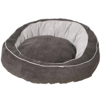 PawHut hondenmand hondenmat hondenkussen hondenmatras rond hondenbed hondensofa huisdierbed voor honden katten linnenachtig polyester donkergrijs + crèmewit 85 x 85 x 35 cm(m-11)