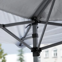 Outsunny Carpa de Fiesta Plegable 3,6x3,6 m Altura Ajustable en 3 Posiciones con Doble Techo y Bolsa de Transporte con Ruedas Marco de Acero Impermeable Gazebo para Jardín Exterior Gris y Blanco(m-9)