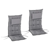 Outsunny 2-tlg. Stuhlauflage Auflage für Gartenstuhl Sitzkissen mit Rückenlehne Hochlehner Polyester Dunkelgrau 120 x 50 x 9 cm(m-11)