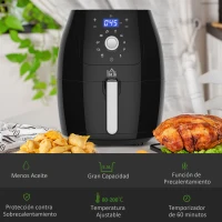 HOMCOM Freidora sin Aceite 5.5L Freidora de Aire 1700W con Pantalla LED Táctil 8 Programas Temporizador Temperatura Ajustable y Apagado Automático 41x33x37 cm Negro(m-4)