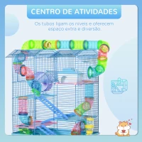 PawHut Gaiola de hamster multinível com plataformas domésticas 47x30x59 cm Azul(m-7)