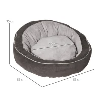 PawHut hondenmand hondenmat hondenkussen hondenmatras rond hondenbed hondensofa huisdierbed voor honden katten linnenachtig polyester donkergrijs + crèmewit 85 x 85 x 35 cm(m-3)