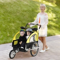 HOMCOM PRZYCZEPA DO ROWERU JOGGER 2 w 1 żółta(m-9)