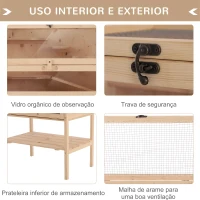 PawHut Gaiola de madeira para hamsters e outros pequenos roedores 60x40x120cm Madeira natural(m-5)