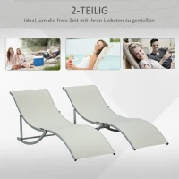 Outsunny set van 2 ligstoelen aluminium 165 cm x 61 cm x 63 cm(m-7)