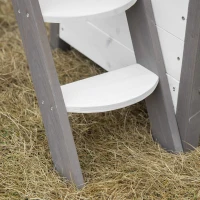 PawHut Katzenhaus Tannenholz Kleintierhaus für Katzen mit Terrasse und Treppe Katzenhöhle für drinnen und draußen wärmeisoliert wetterfest winterfest Weiß 77 x 50 x 73 cm(m-9)