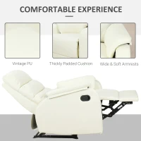 Homcom Fotoliu Relax Crem – Piele Sintetica, Rabatabil Manual(m-6)