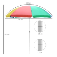 Zonnescherm strandparasol party parasol met zwengel tuinscherm 160 cm veelkleurig(m-3)
