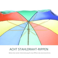 Zonnescherm strandparasol party parasol met zwengel tuinscherm 160 cm veelkleurig(m-6)