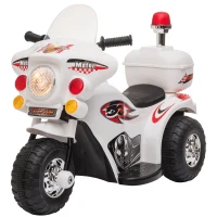 HOMCOM Elektro Kindermotorrad Kinderfahrzeug Elektrofahrzeug mit Musik und Beleuchtung 18-36 Monate Stahl Weiß 80x35x52 cm(m-1)
