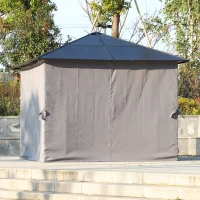 Paviljoen partytent met zijdelen PC dak aluminium bruin 3,45 x 2,8 m(m-4)