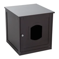 PawHut® Katzenhaus für Katzenbett, Katzentoilette Katzenschrank Katzenklo MDF Braun(m-1)