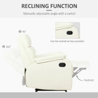 Homcom Fotoliu Relax Crem – Piele Sintetica, Rabatabil Manual(m-5)