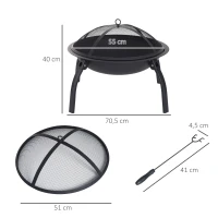 Outsunny MISA NA OGNISKO OGRODOWE PALENISKO 55 cm czarna(m-3)