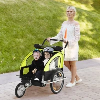 2-in-1 Jogger fietskar voor kinderen fietskar kinderen fietsaanhanger 5 kleuren met vlag(m-2)