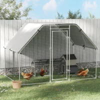 PawHut Galinheiro ao ar livre Gaiola para aves domésticas de metal galvanizado com fechadura e cobertura Oxford 280x193.5x195cm(m-2)
