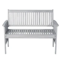 Outsunny® 2-Sitzer Sitzbank Gartenbank Holzbank mit Armlehne Landhausstil Akazienholz Grau 117 x 63 x 90 cm(m-9)