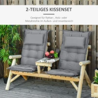 Outsunny set van 2 stoelkussens kussen voor tuinstoel zitkussen met rugleuning polyester(m-4)