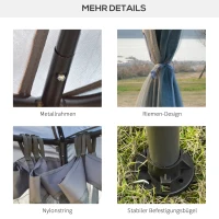 Outsunny Tuinpaviljoen 3x3 Tuin Paviljoen Met Muggengaas voor Feesten en Ontvangst, Grijs(m-7)