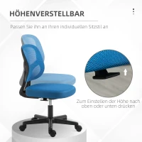 Vinsetto Mesh Bürostuhl Schreibtischstuhl Drehstuhl 360° drehbar Höhenverstellbar Blau 52 x 54 x 74-84 cm(m-4)