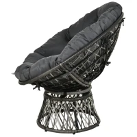Outsunny Papasan fauteuil met bekleding rieten fauteuil 360 graden rotan grijs(m-5)