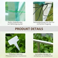 Outsunny Tuinbed plantenbak bloemenkast met gaasafdekking staal nylon wit + groen(m-6)