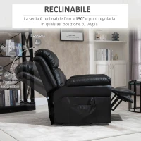 HOMCOM Poltrona Reclinabile Alzapersona Elettrica per Anziani con Super Imbottitura in Ecopelle e Telecomando Poltrona Reclinabile Alzapersona con Telecomando nero 96 x 93 x 105cm(m-5)