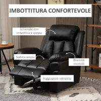 HOMCOM Poltrona Reclinabile Alzapersona Elettrica per Anziani con Super Imbottitura in Ecopelle e Telecomando Poltrona Reclinabile Alzapersona con Telecomando nero 96 x 93 x 105cm(m-6)