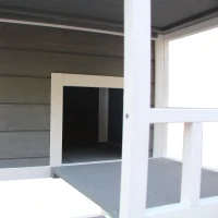 PawHut® Domek dla Kota 4-poziomowy z Toaletą Balkon Dach Asfaltowy Drewno Szary(m-6)