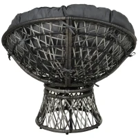 Outsunny Papasan fauteuil met bekleding rieten fauteuil 360 graden rotan grijs(m-6)