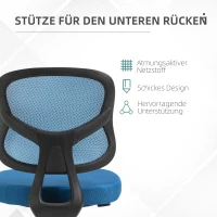 Vinsetto Mesh Bürostuhl Schreibtischstuhl Drehstuhl 360° drehbar Höhenverstellbar Blau 52 x 54 x 74-84 cm(m-5)