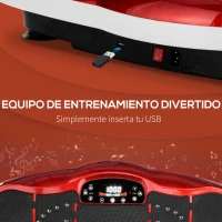 HOMCOM Plataforma Vibratoria con Pantalla LED Velocidad Ajustable USB Mando a Distancia y Banda Elástica 78x45x13 cm Negro y Rojo(m-8)