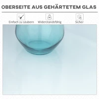 Outsunny klaptafel tuintafel met parasolgat klaptafel metaal glas wit(m-6)