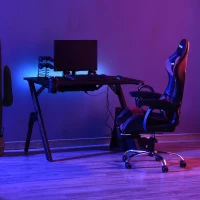 HOMCOM Gaming Desk Computer Table, Game Handle Holder Cup Holder Headset Hook, Spider Leg(m-8)