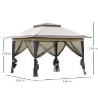 Outsunny opvouwbare paviljoen pop-up tent met incl. roltas Steel+Oxford+Mesh Brown(m-3)