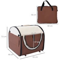 PawHut Geantă Trasport pentru Câini și Pisici Pliabilă, Culoarea cafelei, 61x46x51cm(m-3)