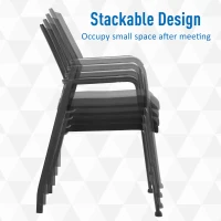 Vinsetto Set of 2 Stackable Meeting Chair Curved Mesh Black(m-6)