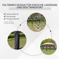 Outsunny opvouwbare paviljoen pop-up tent met incl. roltas Steel+Oxford+Mesh Brown(m-5)