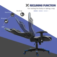 Vinsetto Professional Gaming Chair Height Adjustable Reclining Chair w/ Lumbar Support and Headrest, Blue(m-5)
