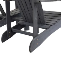 Outsunny Adirondack tuinstoel met parasolgat tafel 2-zits massief hout grijs(m-8)