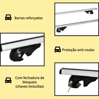 HOMCOM Barras de Tejadilho Universal para Carros Carris de Tejadilho com 123,5cm Trilho de Alumínio e Chave Carga 75kg Prata(m-7)