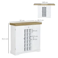 HOMCOM Weinregal für 18 Flaschen mit 2 Schränken MDF Weiß(m-3)