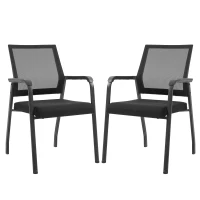 Vinsetto Set of 2 Stackable Meeting Chair Curved Mesh Black(m-10)